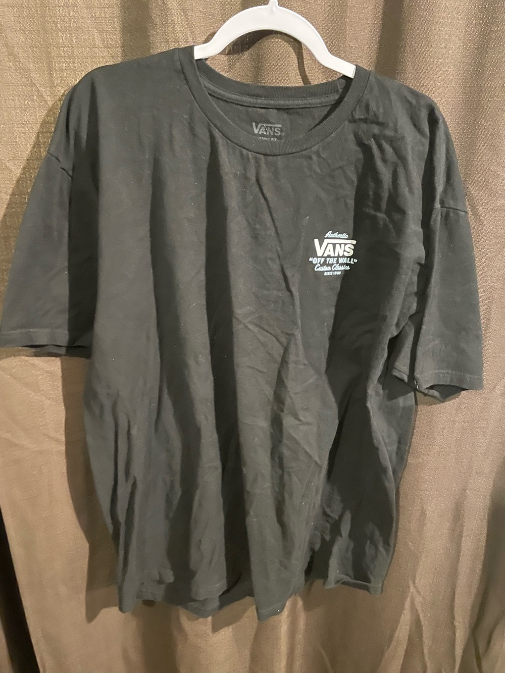 Vans Black Short-Sleeve Tee with Small White Chest Logo